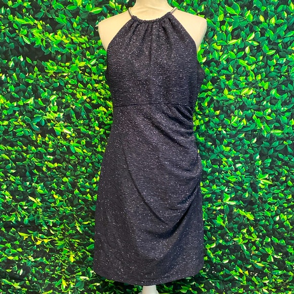 Eliza J Silver Sparkling Halter Dress Sz 12 - Picture 1 of 10